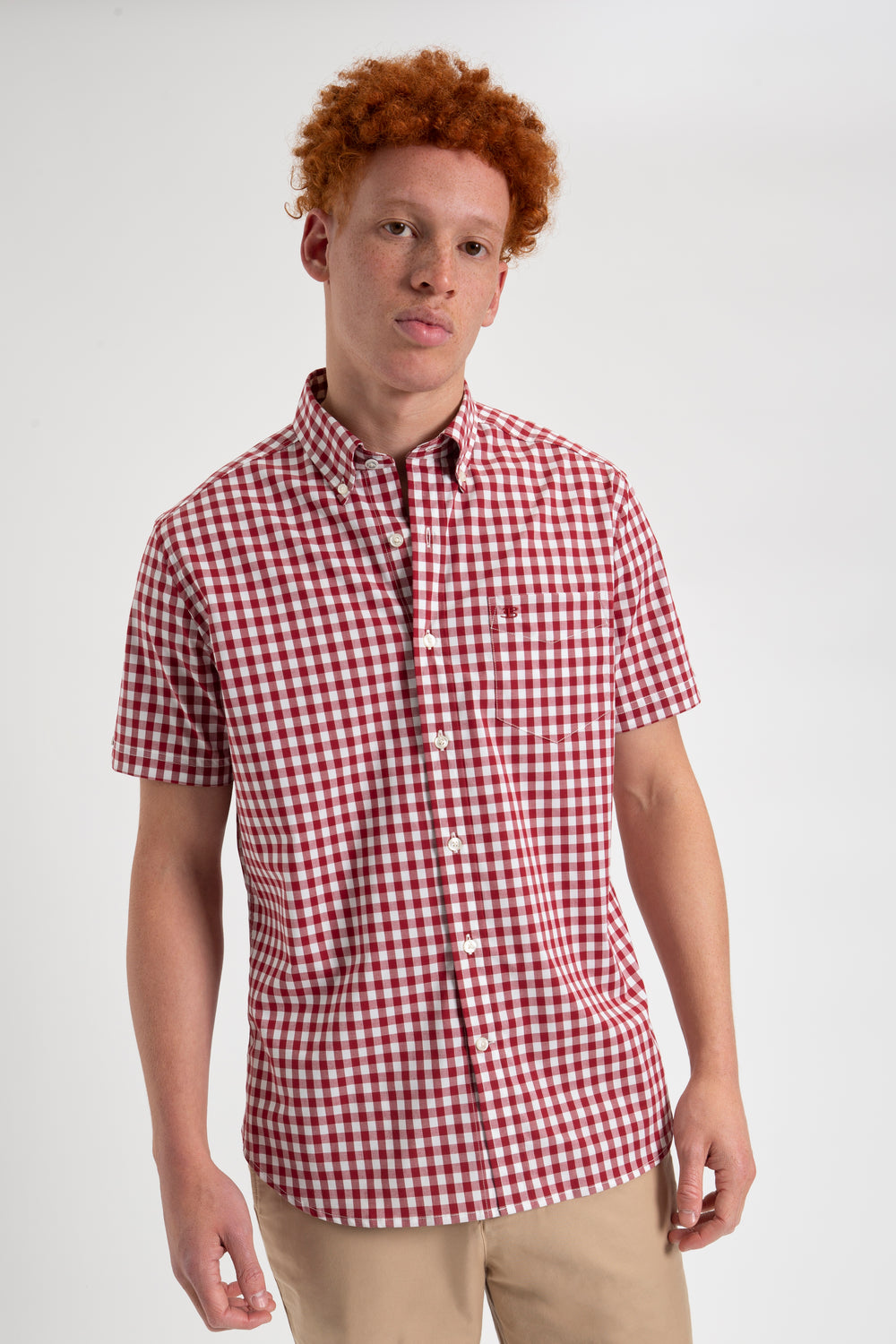 Camisas Ben Sherman Short Sleeve House Poplin Gingham Bordeaux | TUWM93120