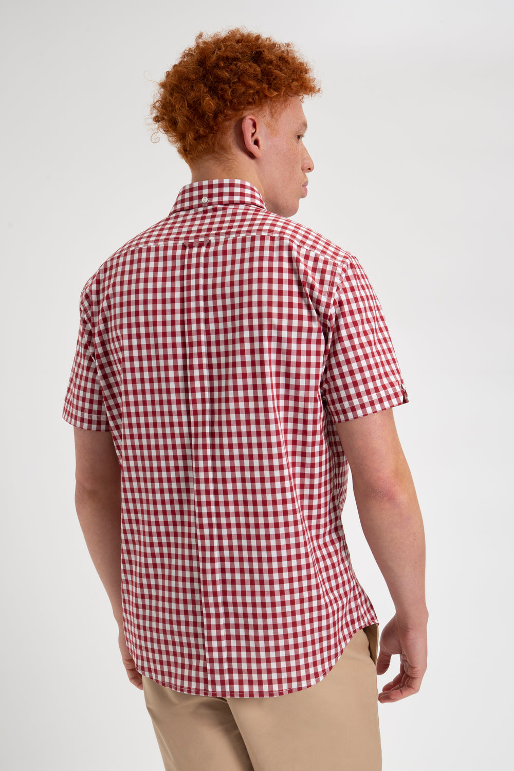 Camisas Ben Sherman Short Sleeve House Poplin Gingham Bordeaux | TUWM93120