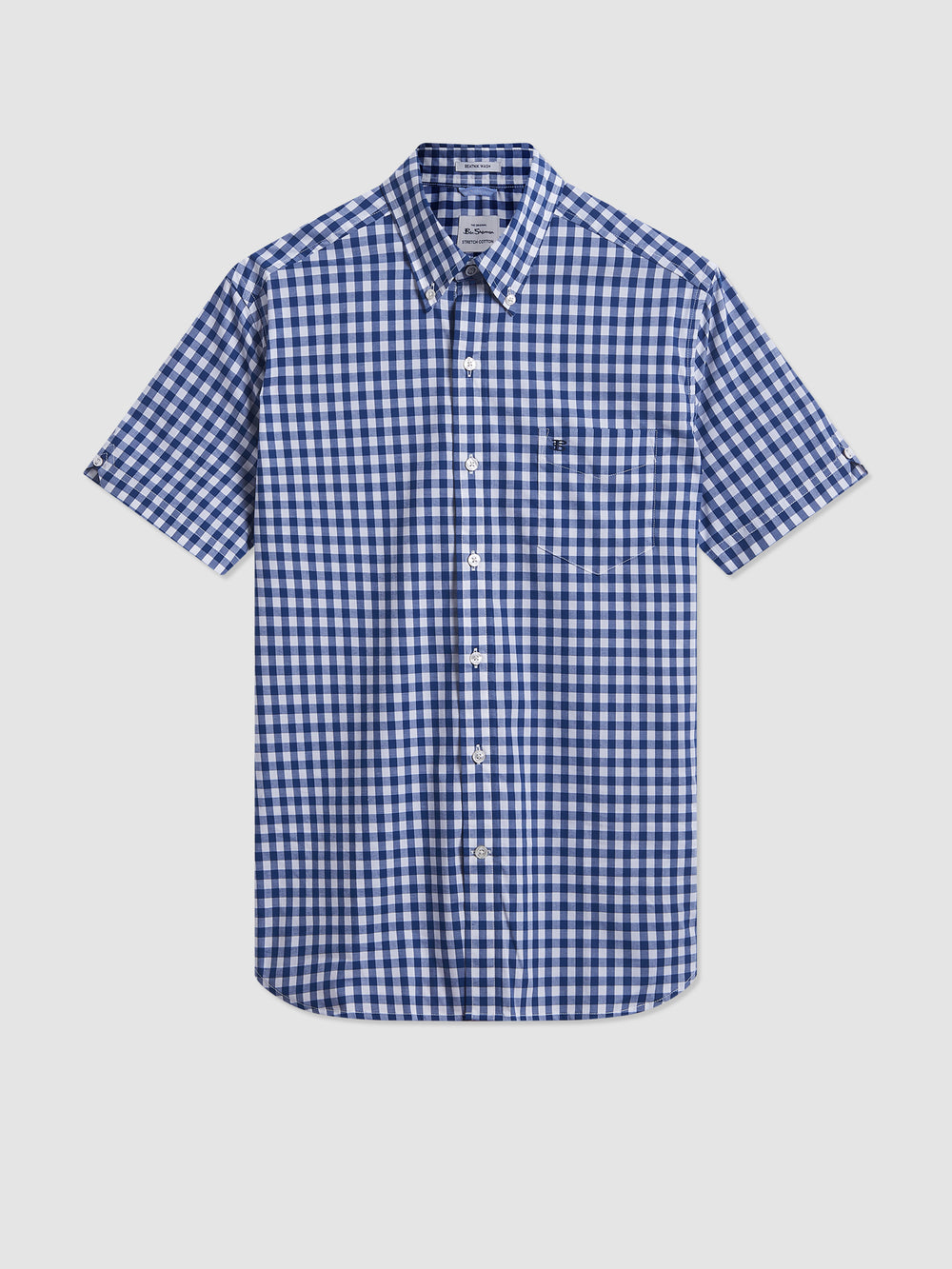 Camisas Ben Sherman Short Sleeve House Poplin Gingham Azul Marinho Verde Oliva | DJQF81052