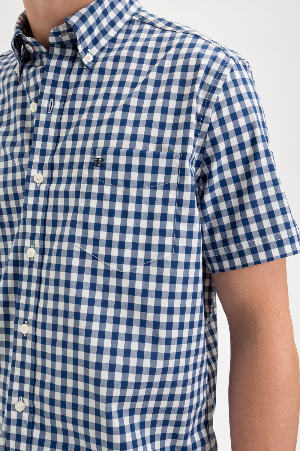 Camisas Ben Sherman Short Sleeve House Poplin Gingham Azul Marinho Verde Oliva | DJQF81052