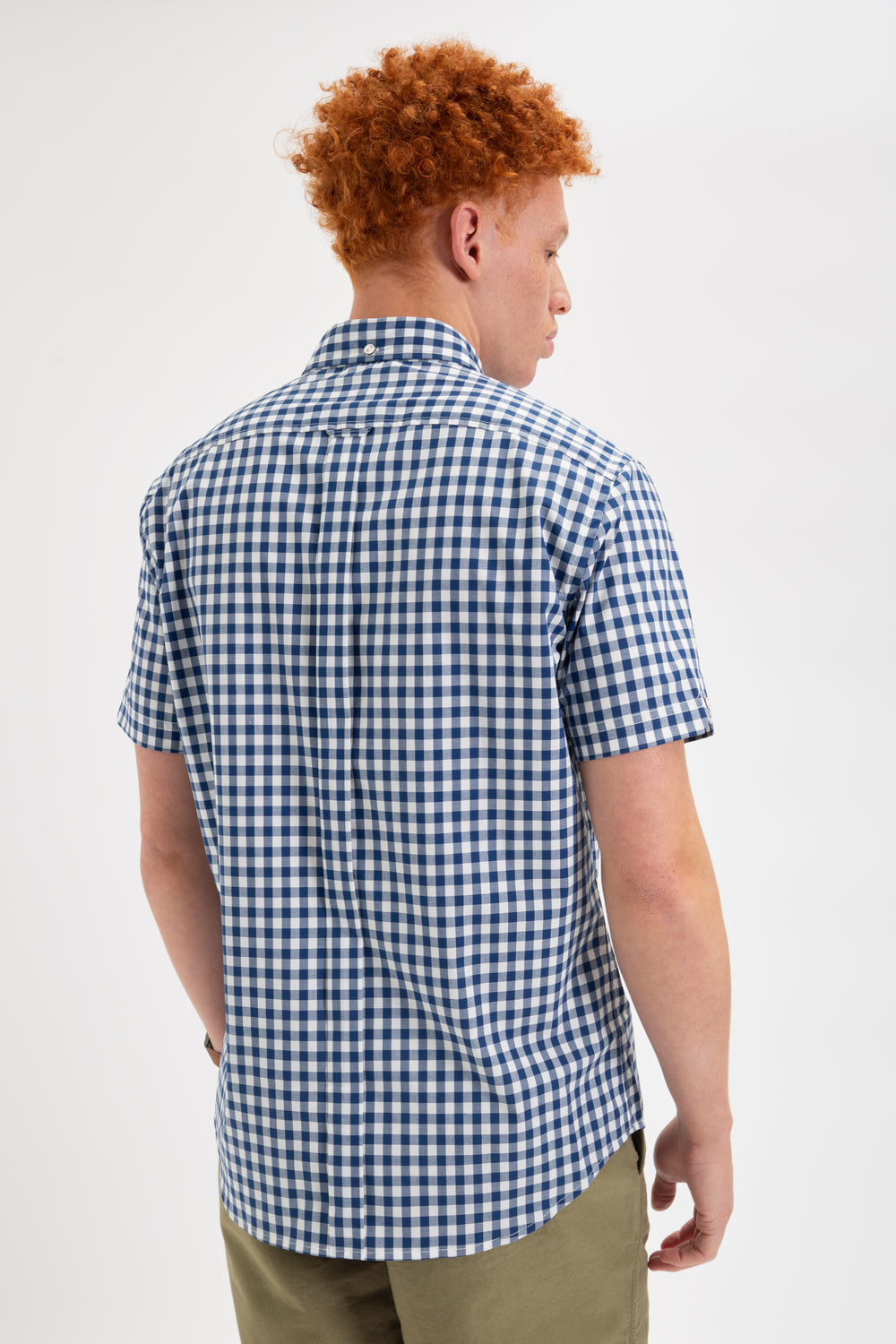 Camisas Ben Sherman Short Sleeve House Poplin Gingham Azul Marinho Verde Oliva | DJQF81052