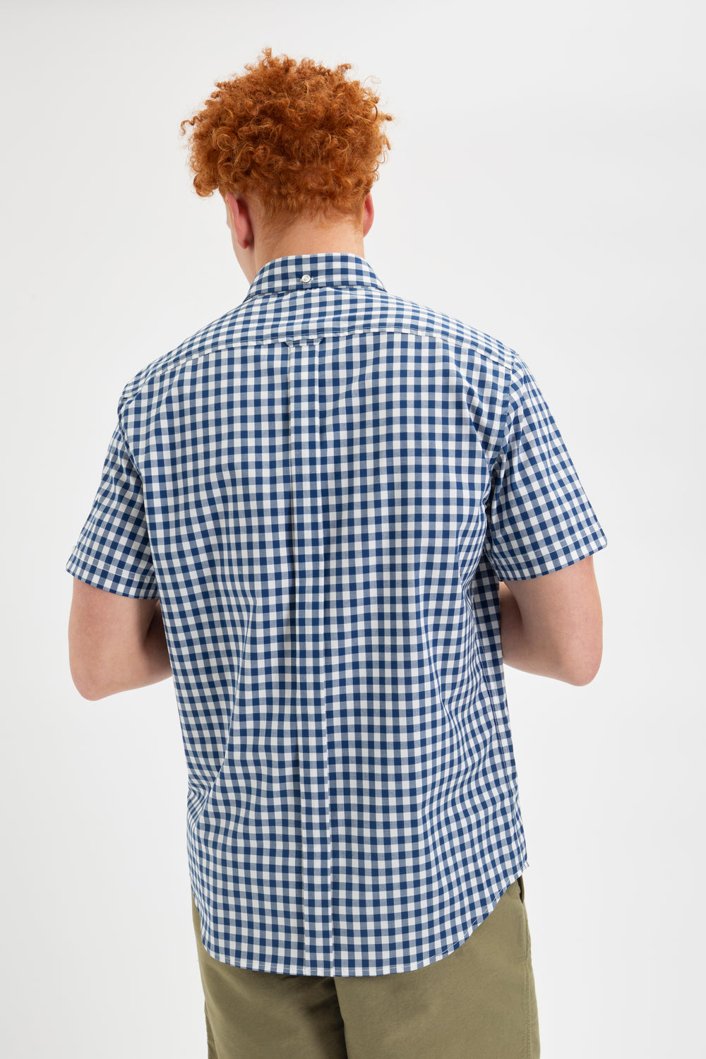 Camisas Ben Sherman Short Sleeve House Poplin Gingham Azul Marinho Verde Oliva | DJQF81052