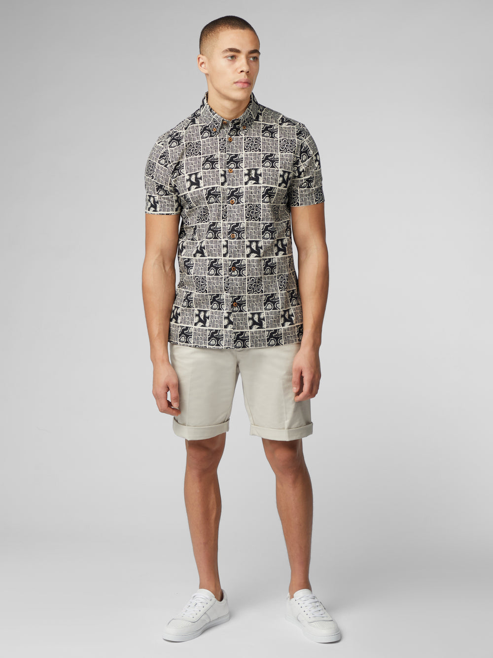 Camisas Ben Sherman Signature Checkerboard Paisley Print Pretas | ESQN32897