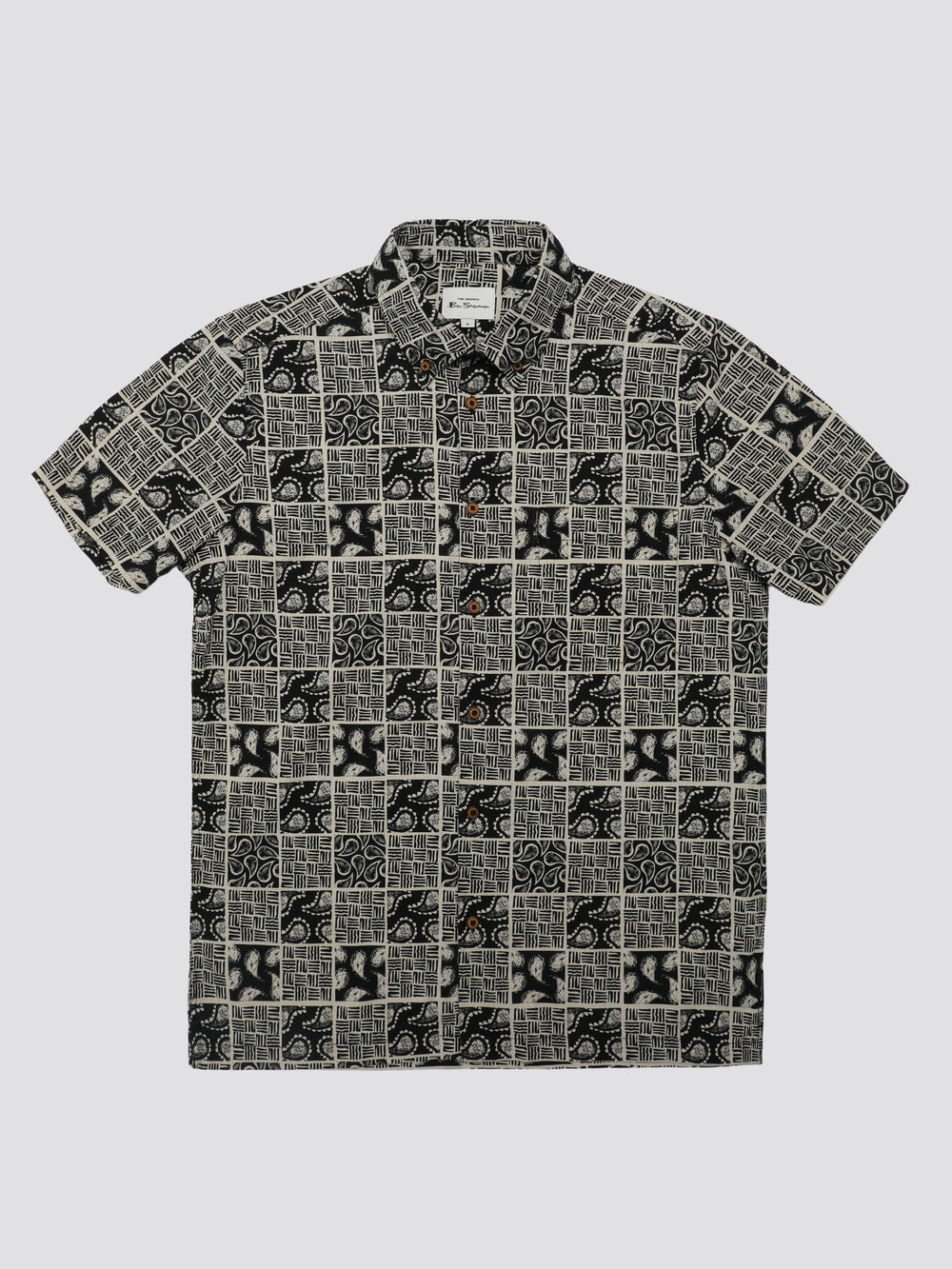 Camisas Ben Sherman Signature Checkerboard Paisley Print Pretas | ESQN32897