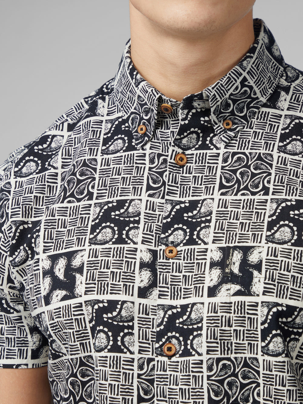 Camisas Ben Sherman Signature Checkerboard Paisley Print Pretas | ESQN32897