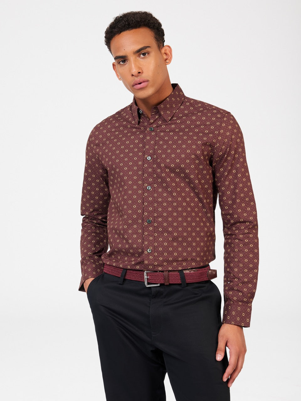 Camisas Ben Sherman Signature Geo Marrom | DKTC68541