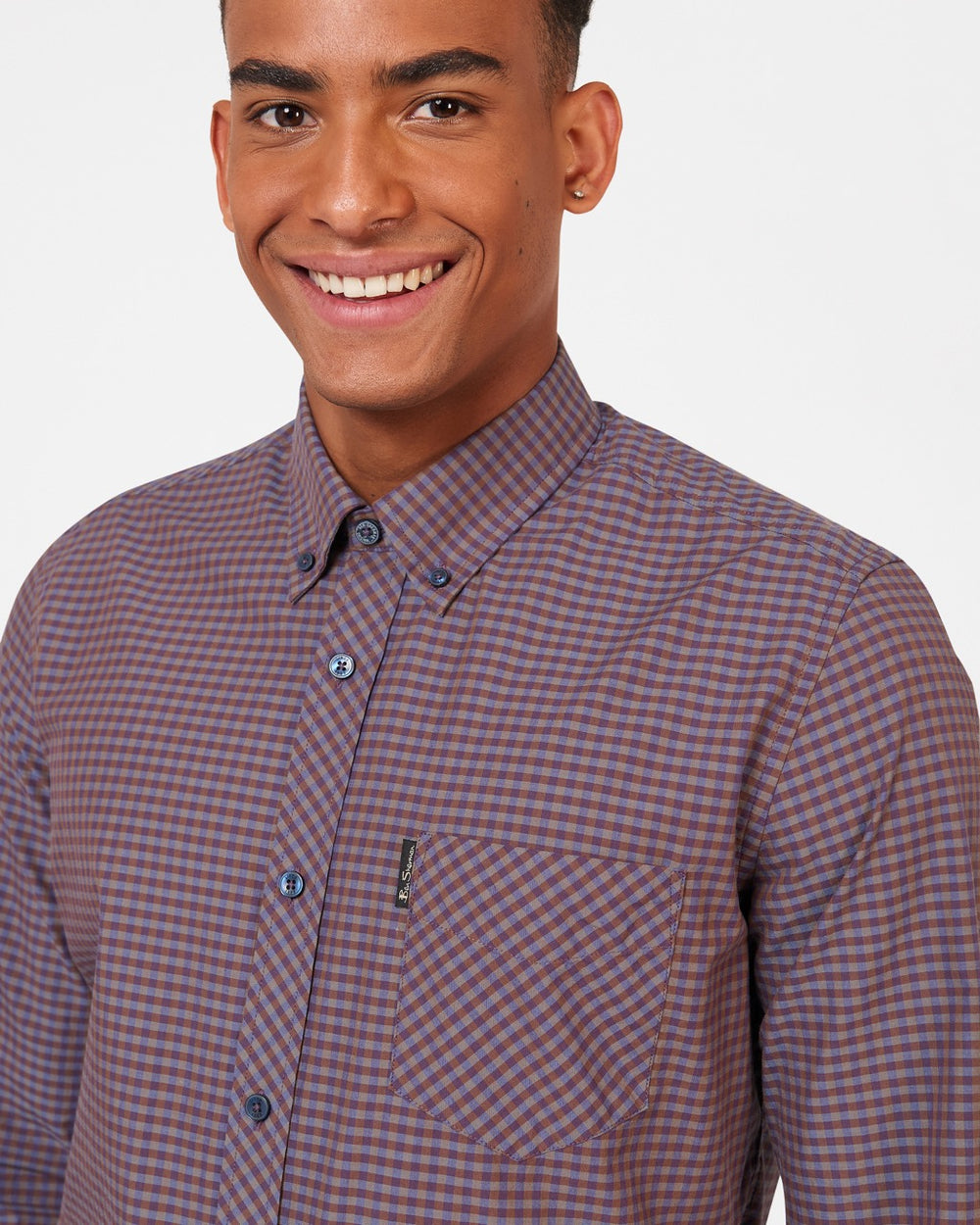 Camisas Ben Sherman Signature Gingham Long-Sleeve Roxo | JEWM32658