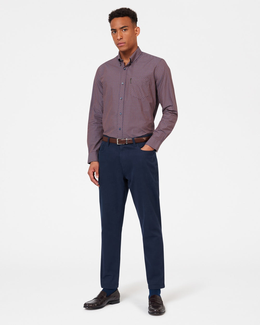 Camisas Ben Sherman Signature Gingham Long-Sleeve Roxo | JEWM32658