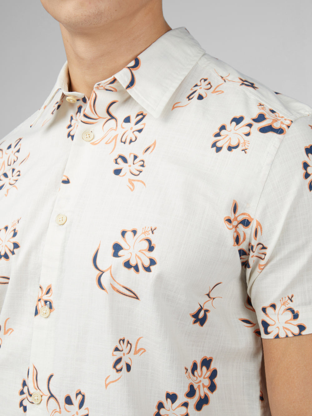 Camisas Ben Sherman Signature Linear Floral Branco | XDVE30285