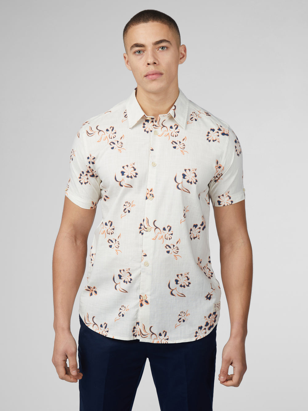 Camisas Ben Sherman Signature Linear Floral Branco | XDVE30285