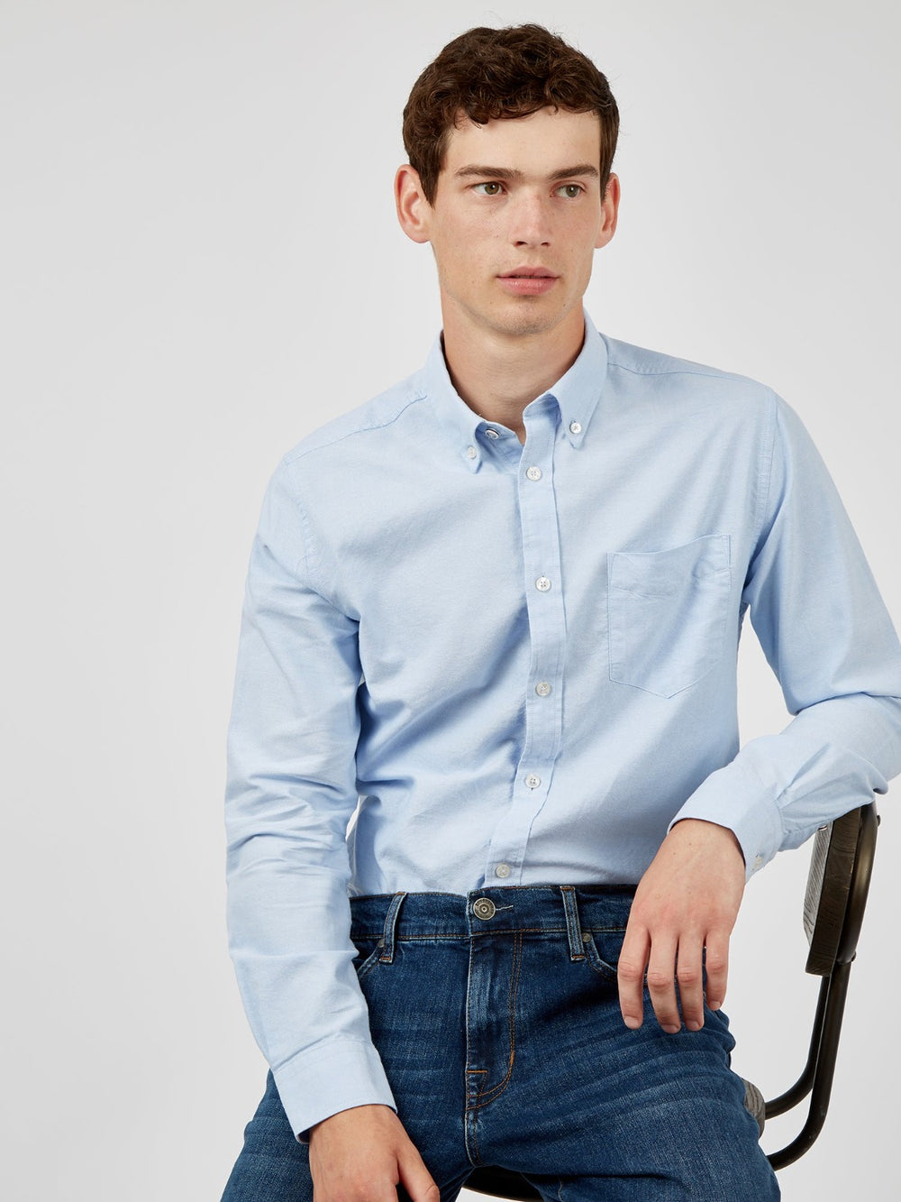 Camisas Ben Sherman Signature Organic Long-Sleeve Oxford Azuis | OHXD61530