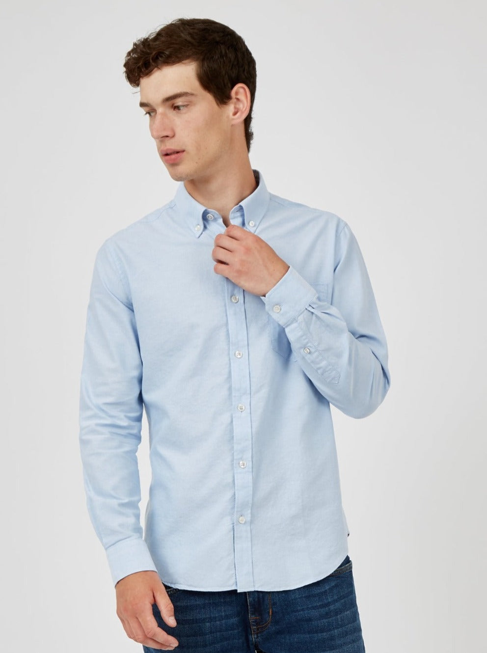 Camisas Ben Sherman Signature Organic Long-Sleeve Oxford Azuis | OHXD61530