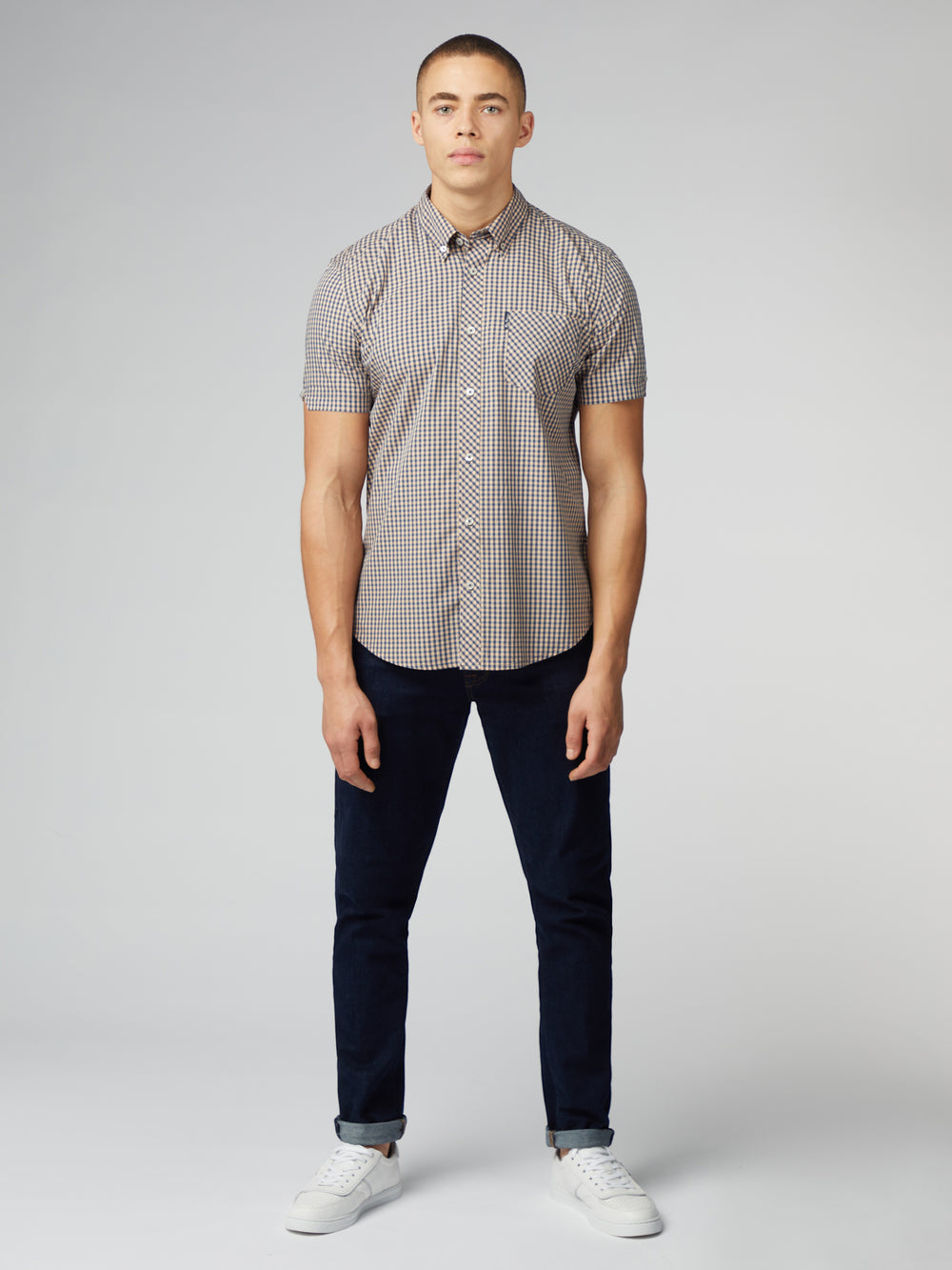 Camisas Ben Sherman Signature Short Sleeve Gingham Cobre Laranja | FUJH39281