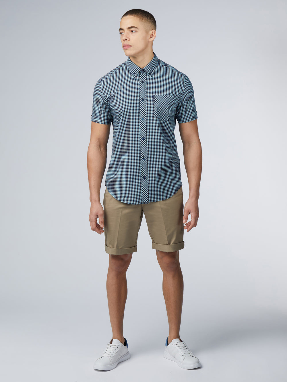 Camisas Ben Sherman Signature Short Sleeve Gingham Azuis | IPDY86273