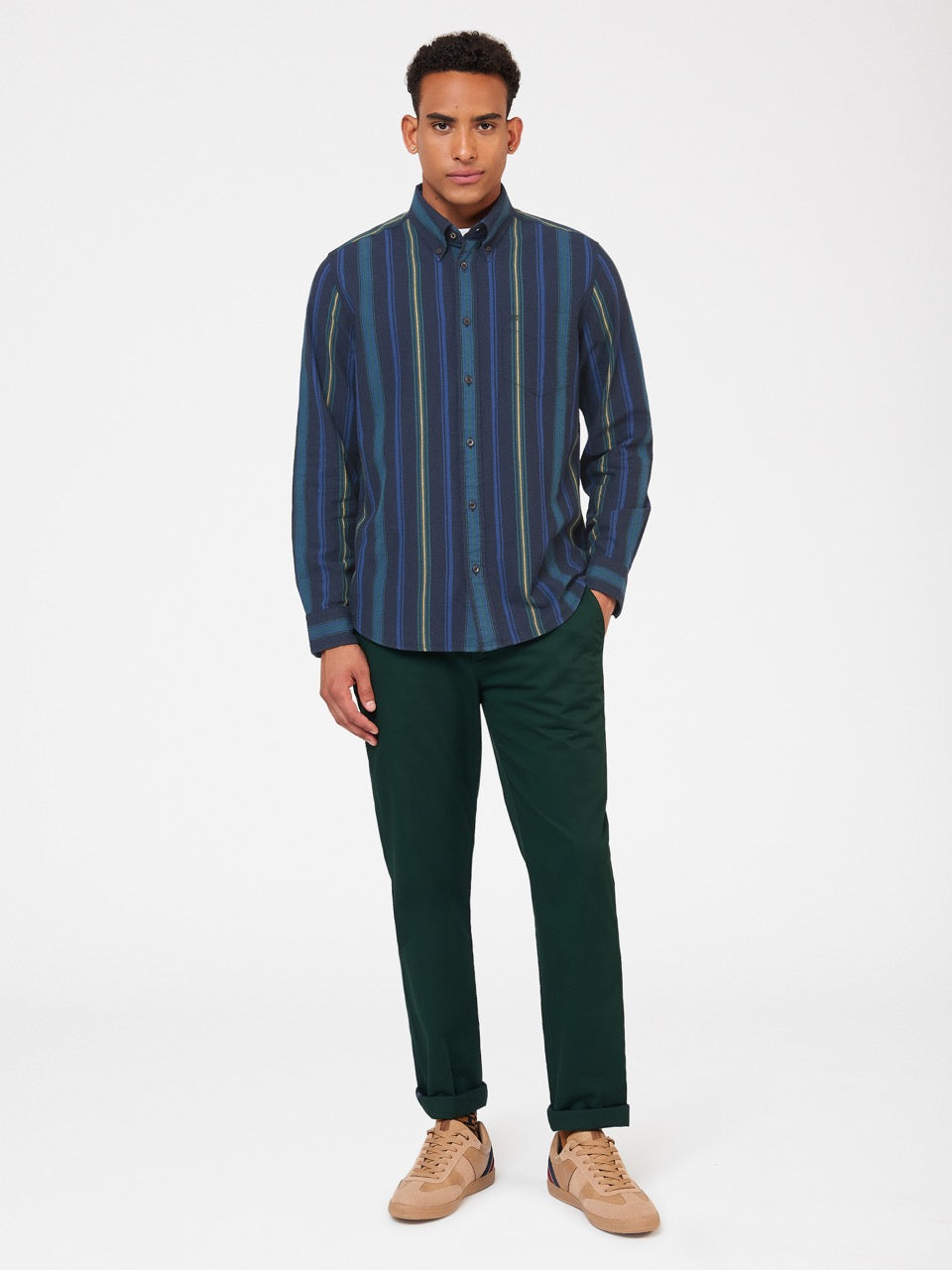 Camisas Ben Sherman Signature Striped Oxford Verdes | JKUA28716