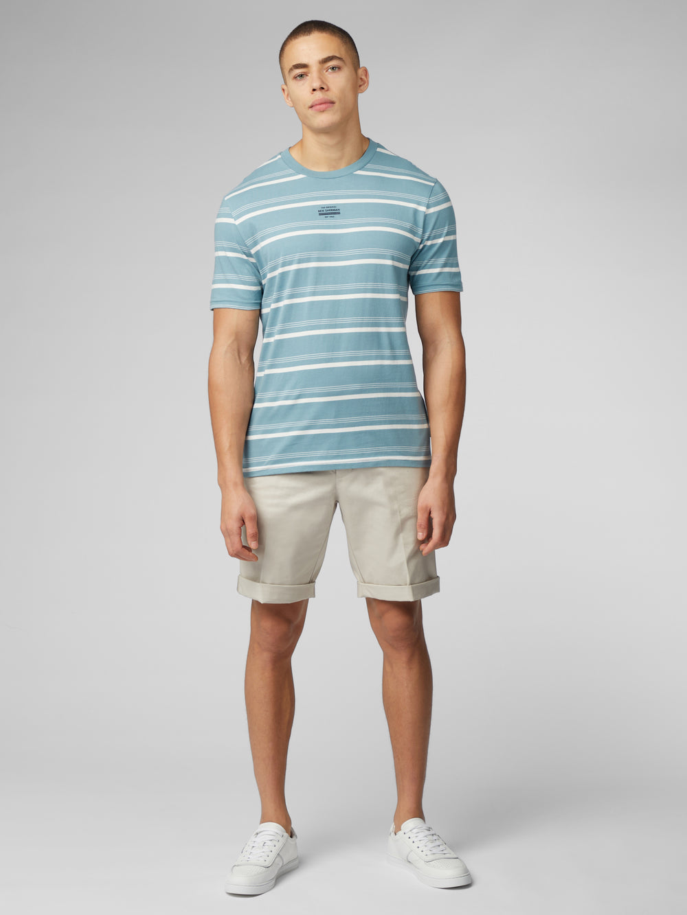 Camiseta Ben Sherman Fine Stripe Azuis | THZF80925