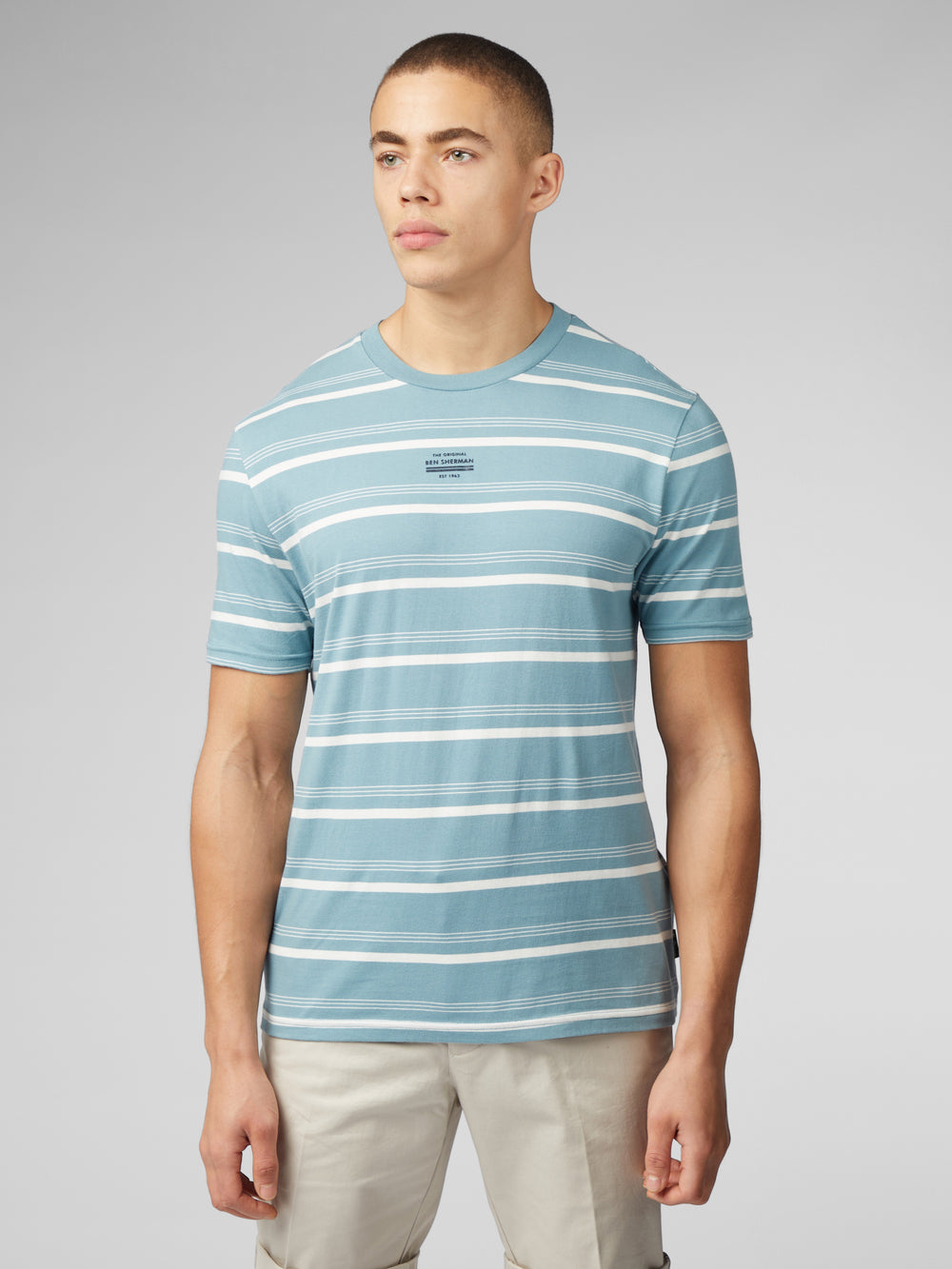 Camiseta Ben Sherman Fine Stripe Azuis | THZF80925