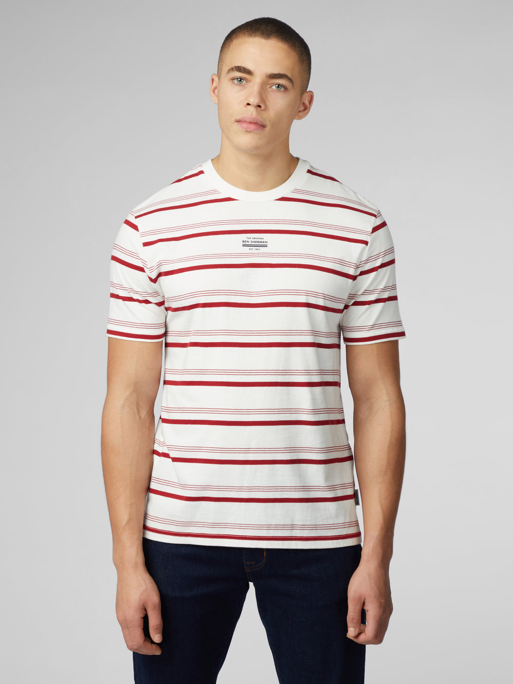 Camiseta Ben Sherman Signature Fine Stripe Branco | JZIL45719