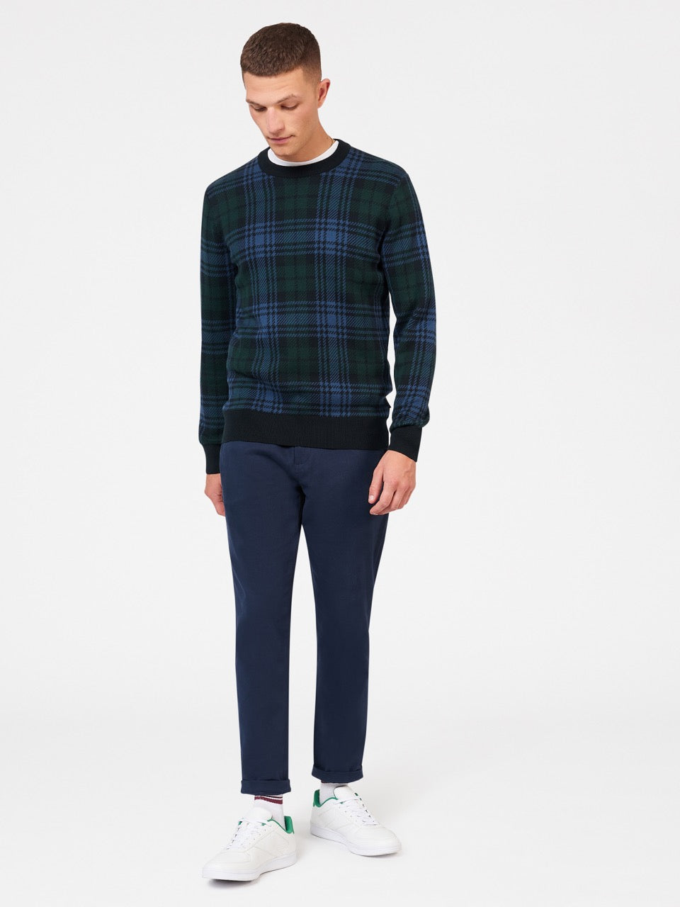 Knitwear Ben Sherman Blackwatch Check Crewneck Pretas | IPTG53096