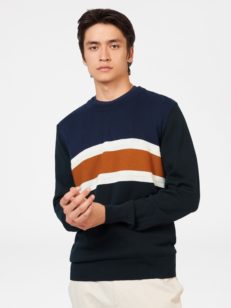 Knitwear Ben Sherman Chest Stripe Crewneck Pretas | RCVH34807