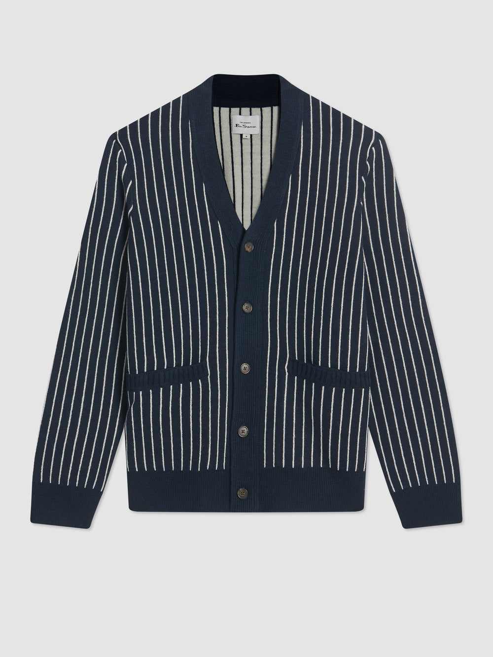 Knitwear Ben Sherman Jacquard Stripe Cardigan Azul Marinho | KDRQ13562