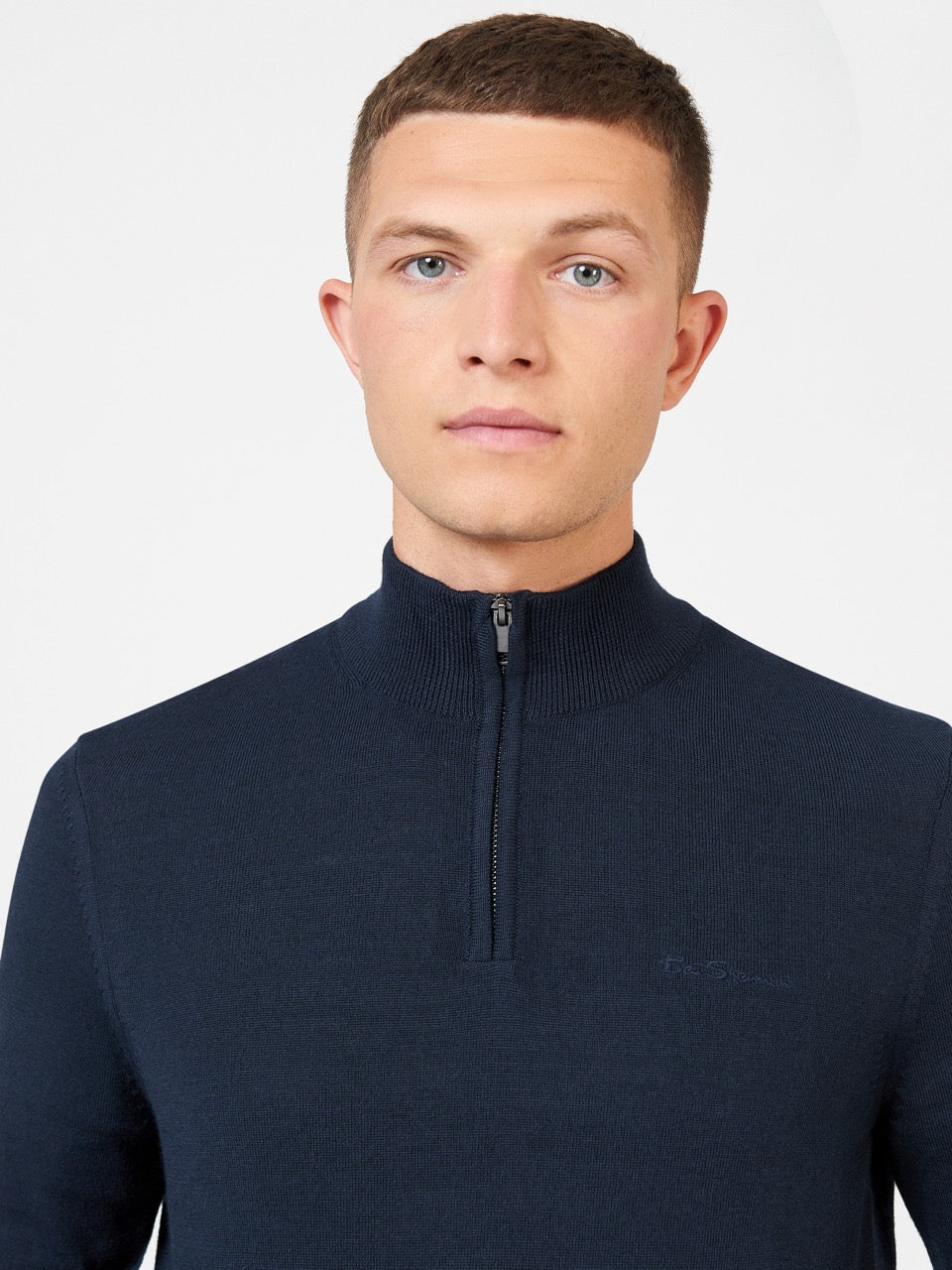 Knitwear Ben Sherman Merino Half-Zip Azul Marinho | PDTK21908