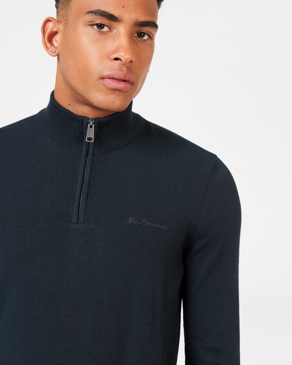 Knitwear Ben Sherman Merino Half-Zip Pretas | JOIQ71405