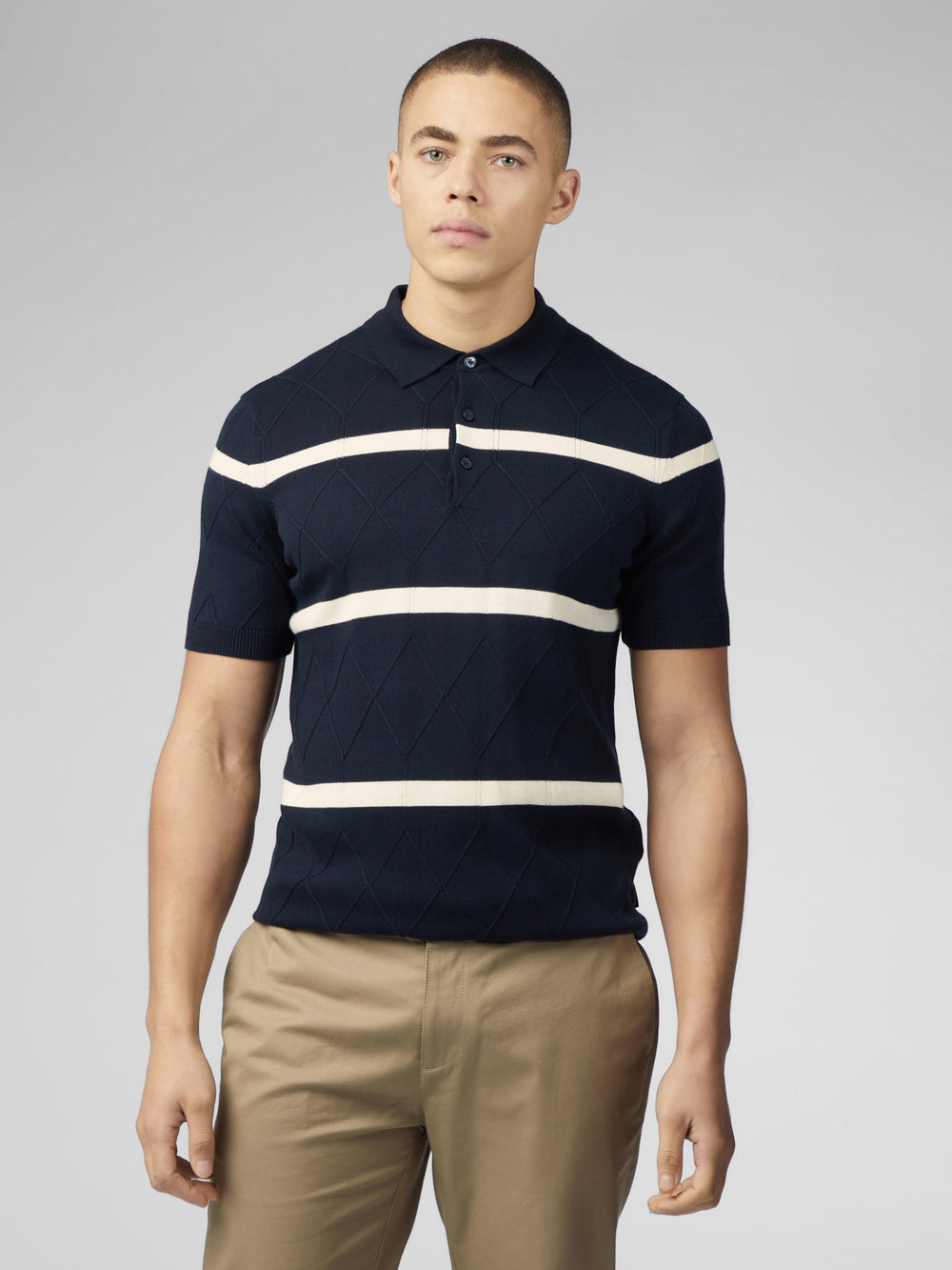 Knitwear Ben Sherman Signature Argyle Stripe Polo Azul Marinho | PVBJ03295