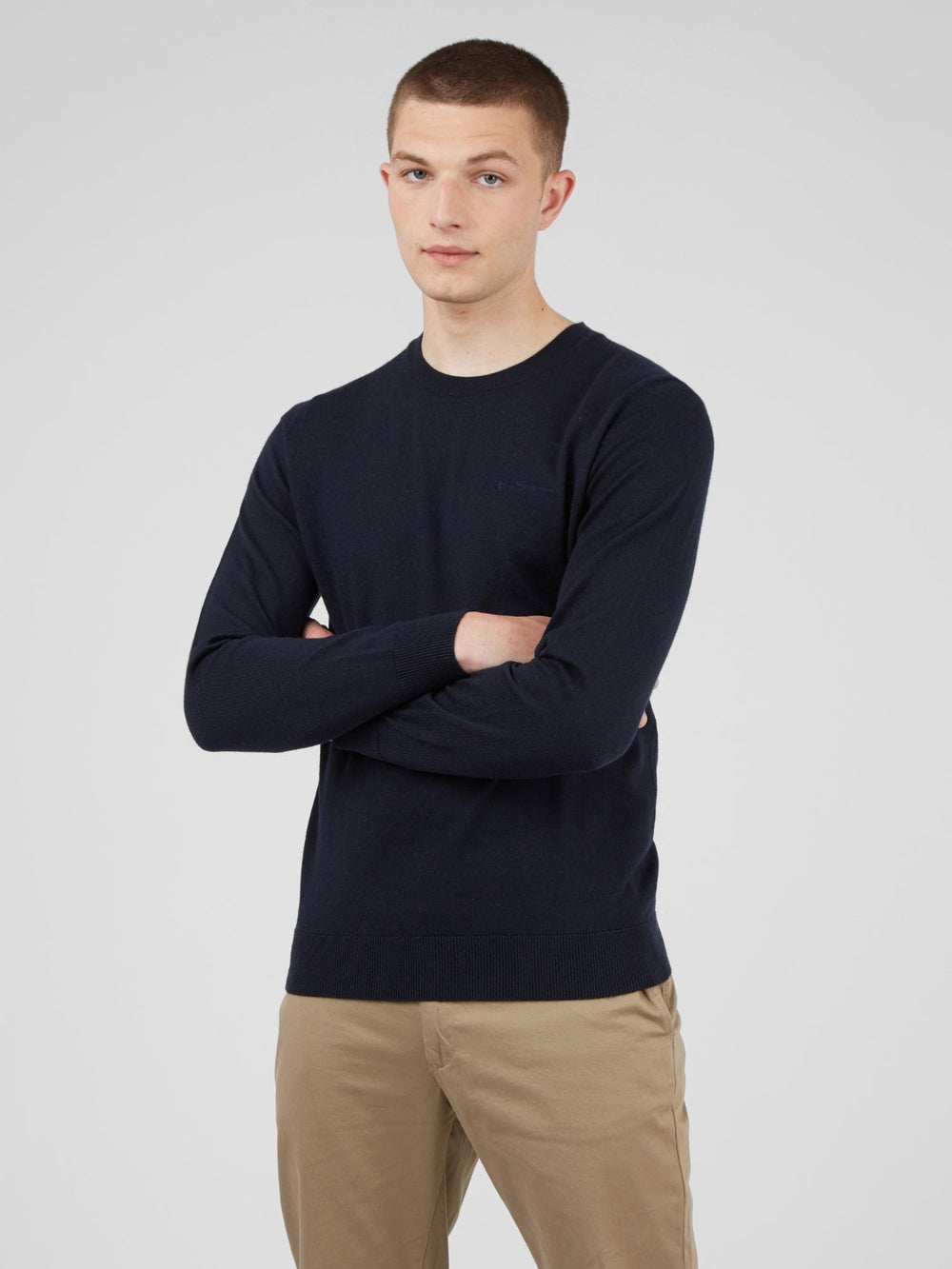 Knitwear Ben Sherman Signature Crewneck Azul Marinho | XYQP98325