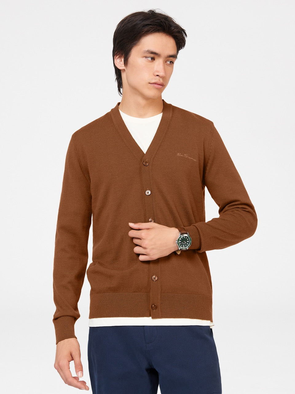 Knitwear Ben Sherman Signature Merino Cardigan Marrom | SZVJ38790