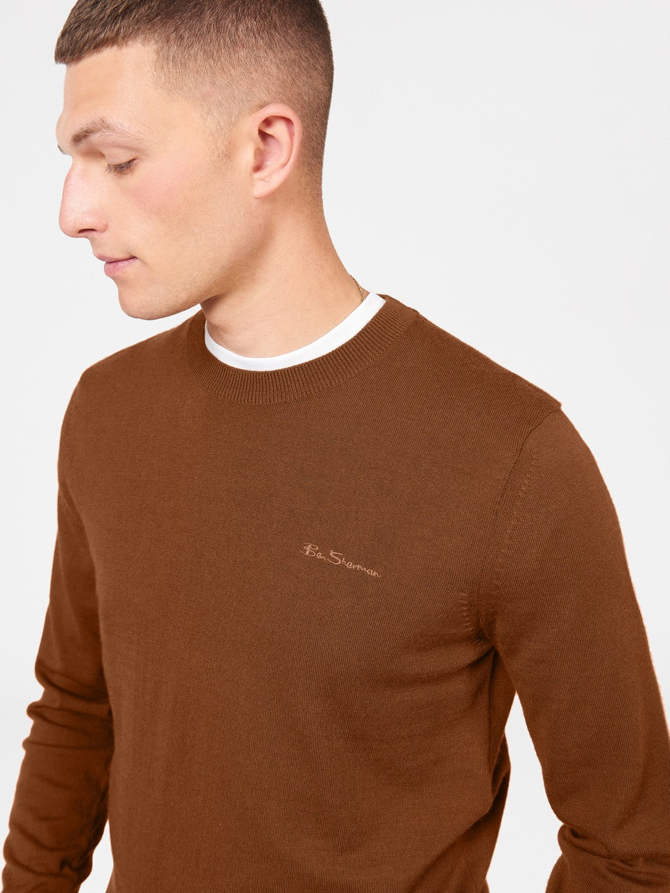 Knitwear Ben Sherman Signature Merino Crewneck Marrom | ABMG09513