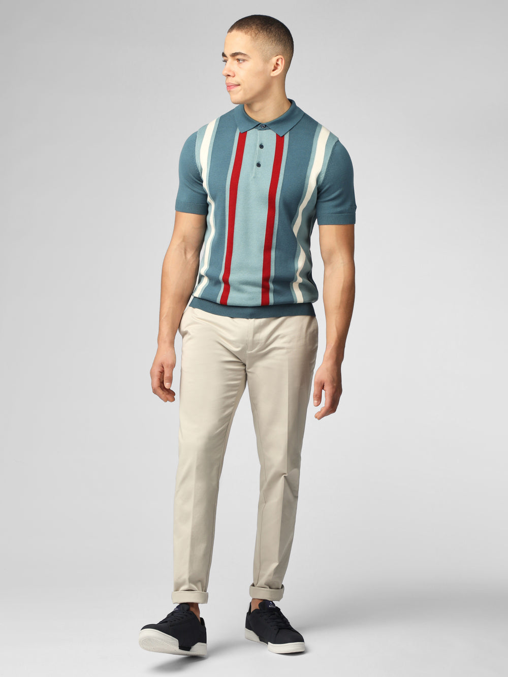 Knitwear Ben Sherman Signature Vertical Stripe Polo Turquesa | JQGP39168