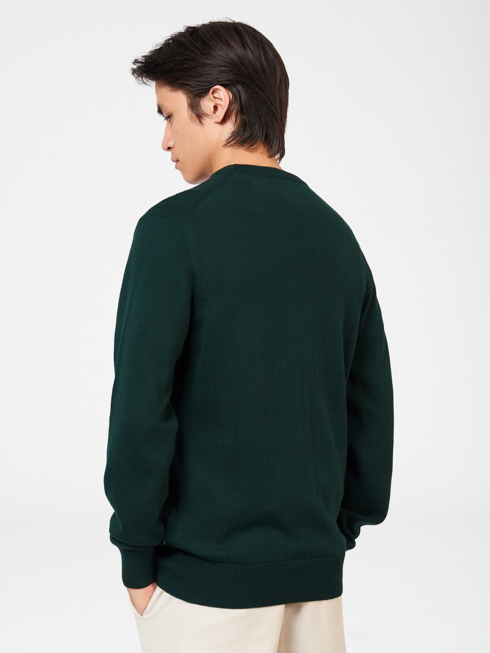 Knitwear Ben Sherman Textured Crewneck Verdes Escuro | MGBV86352