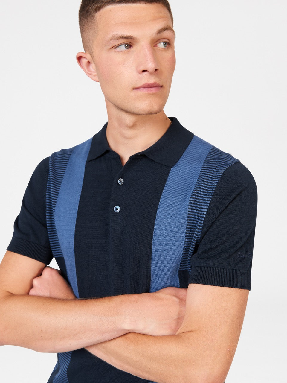 Suéteres Com Gola Polo Ben Sherman Intarsia Stripe Azul Marinho | MROS84135