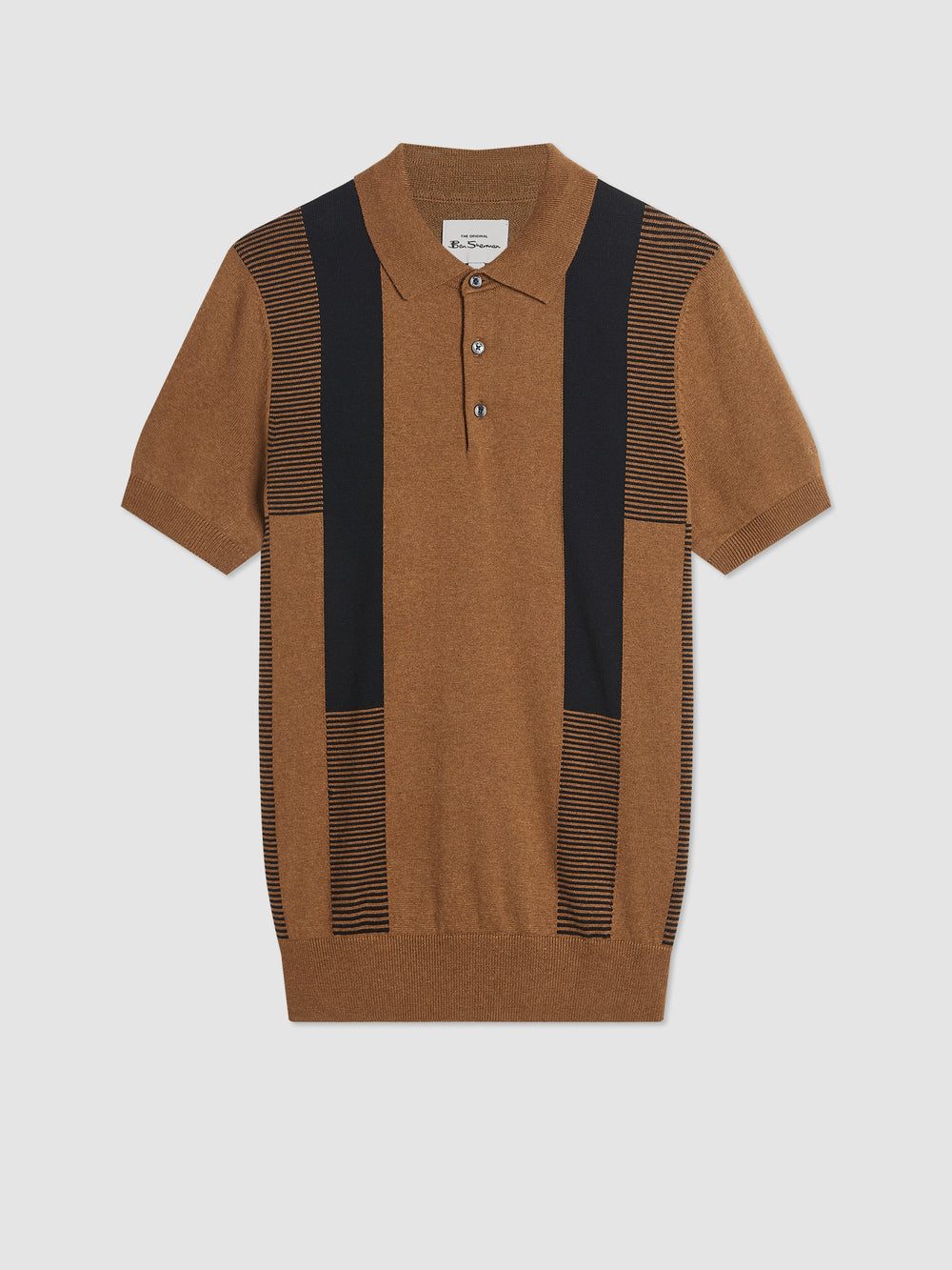 Suéteres Com Gola Polo Ben Sherman Intarsia Stripe Marrom | XWMF03798