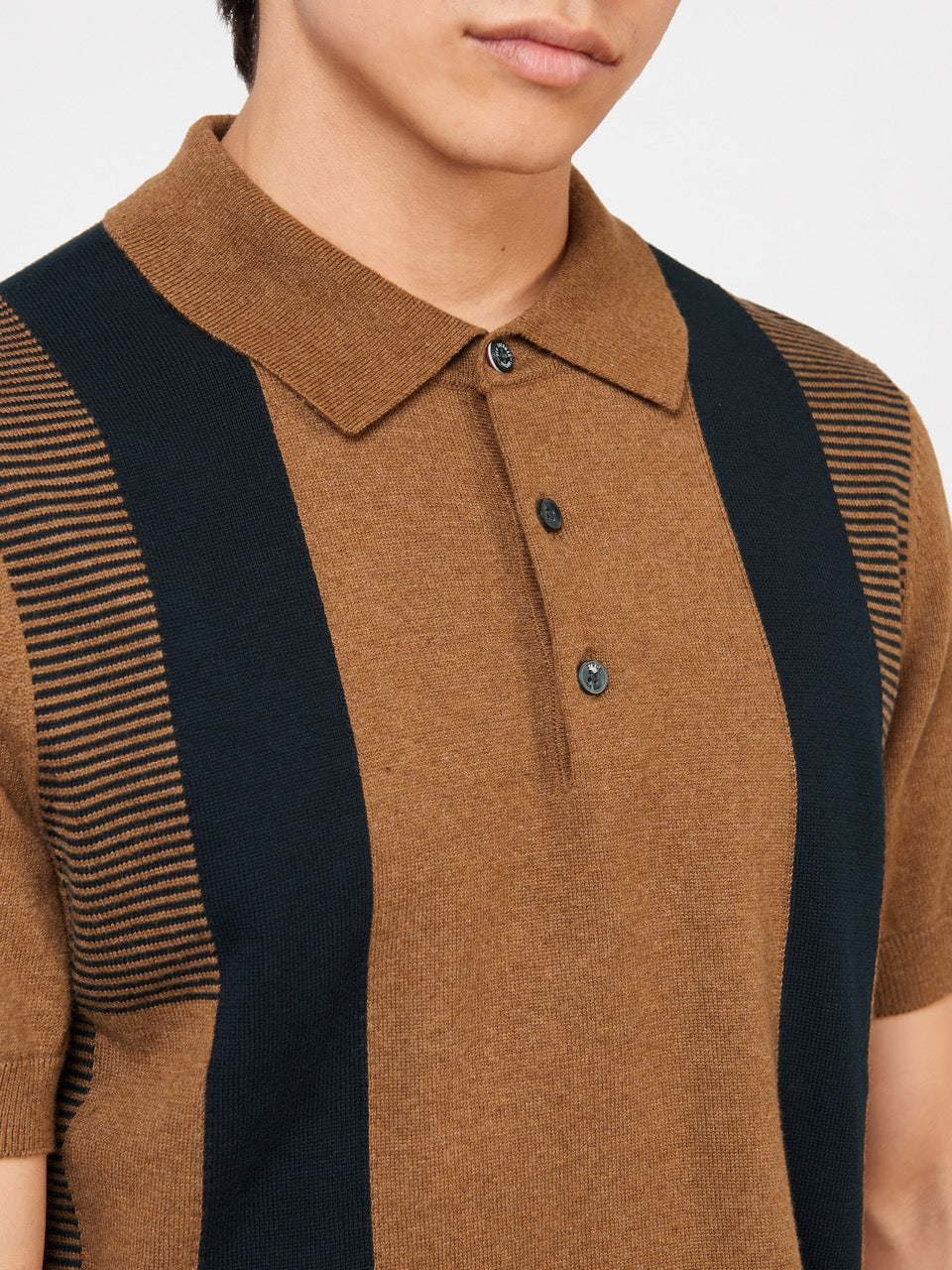 Suéteres Com Gola Polo Ben Sherman Intarsia Stripe Marrom | XWMF03798